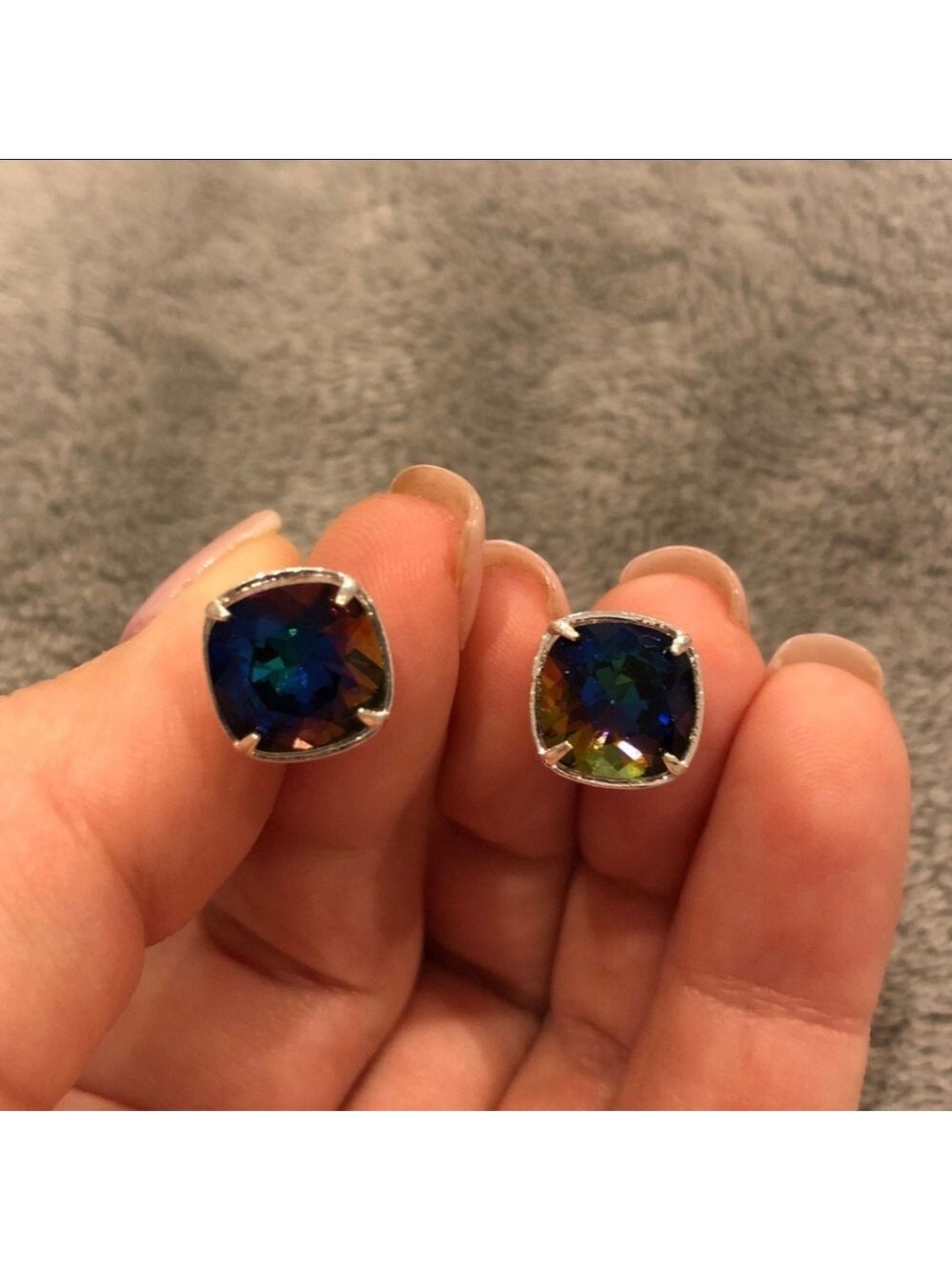S925 Aquamarine Green Sphinx Studs - Picture 2 of 4